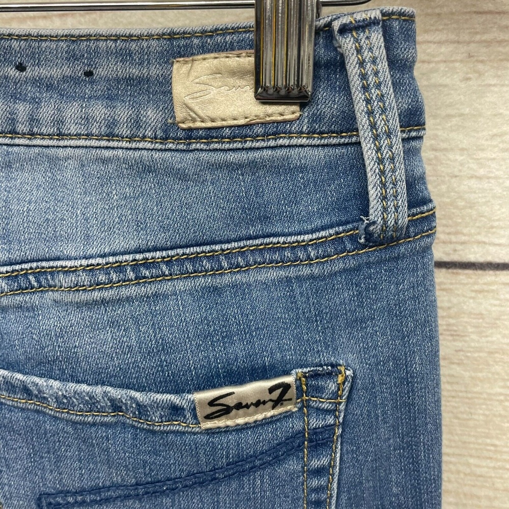 Seven 7 Vancouver Mid Rise Skinny Floral Embroidered Novelty Jeans denim Size 4 - Picture 4 of 10